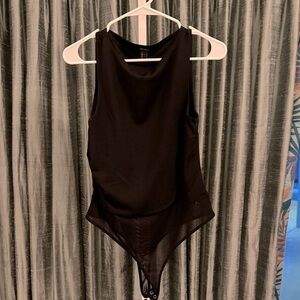 Forever 21 Size Large Black Mesh Bodysuit EUC Like New - Slimming Effect